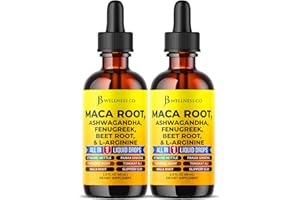 JB Wellness Co Organic Maca Root Liquid Drops with Ashwagandha, Nettle, Fenugreek, Beet Root and L-Arginine Liquid Multivitamin for Women and Men - 4oz