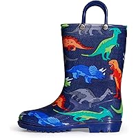 SHOFORT Kids Boys Girls Rain Boots with Easy-on Handles Rainboots (Toddler/Little Kid/Big Kid)