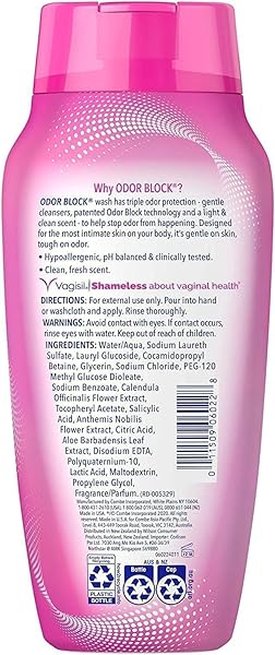 VAGISIL FEMININE WASH FOR INTIMATE AREA HYGIENE, ODOR BLOCK, GYNECOLOGIST TESTED, HYPOALLERGENIC, 12 OZ, (PACK OF 1)