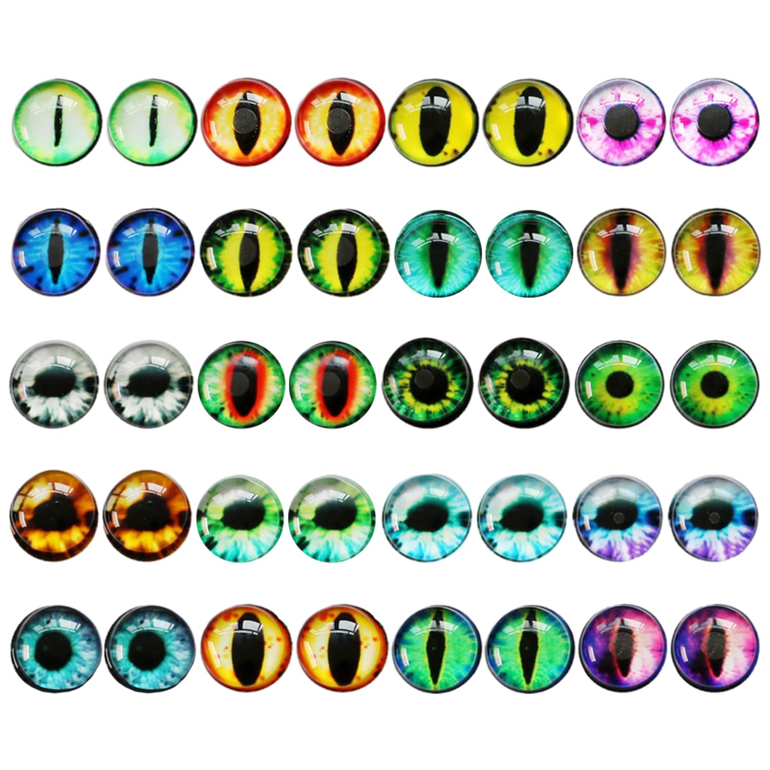 JTMKYO 40 Large Glass Artificial Eyes, Halloween Colorful Eye Patches, Clay Doll Fake Eyes, Gemstone Eye Patches for Handicrafts, Fake Eyes for Making Jewelry