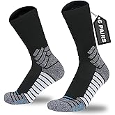 OUJIAOLEI Basketball Socks 6-Pack for Men & Women, Cushioned Crew-Length Athletic Socks with Moisture Wicking