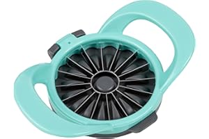 PrepWorks by Progressive Dishwasher Safe 16-Slice Thin Apple Slicer and Corer with Attached Safety Cover (Turquoise)