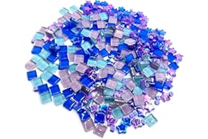 Giftmeet Mosaic Tiles for Crafts, 350 Pieces Crystal Mosaic Tiles Assorted Color, Glass Mosaic Tiles Opaque for DIY Art Projects, Jewelry Making, Home Decoration (Royal Purple)