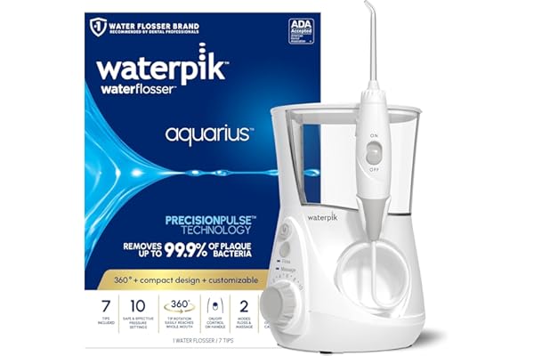 Waterpik Aquarius Water Flosser For Teeth Cleaning, Gums, Braces, Dental Care, Electric Power With 10 Settings, 7 Tips For Mu