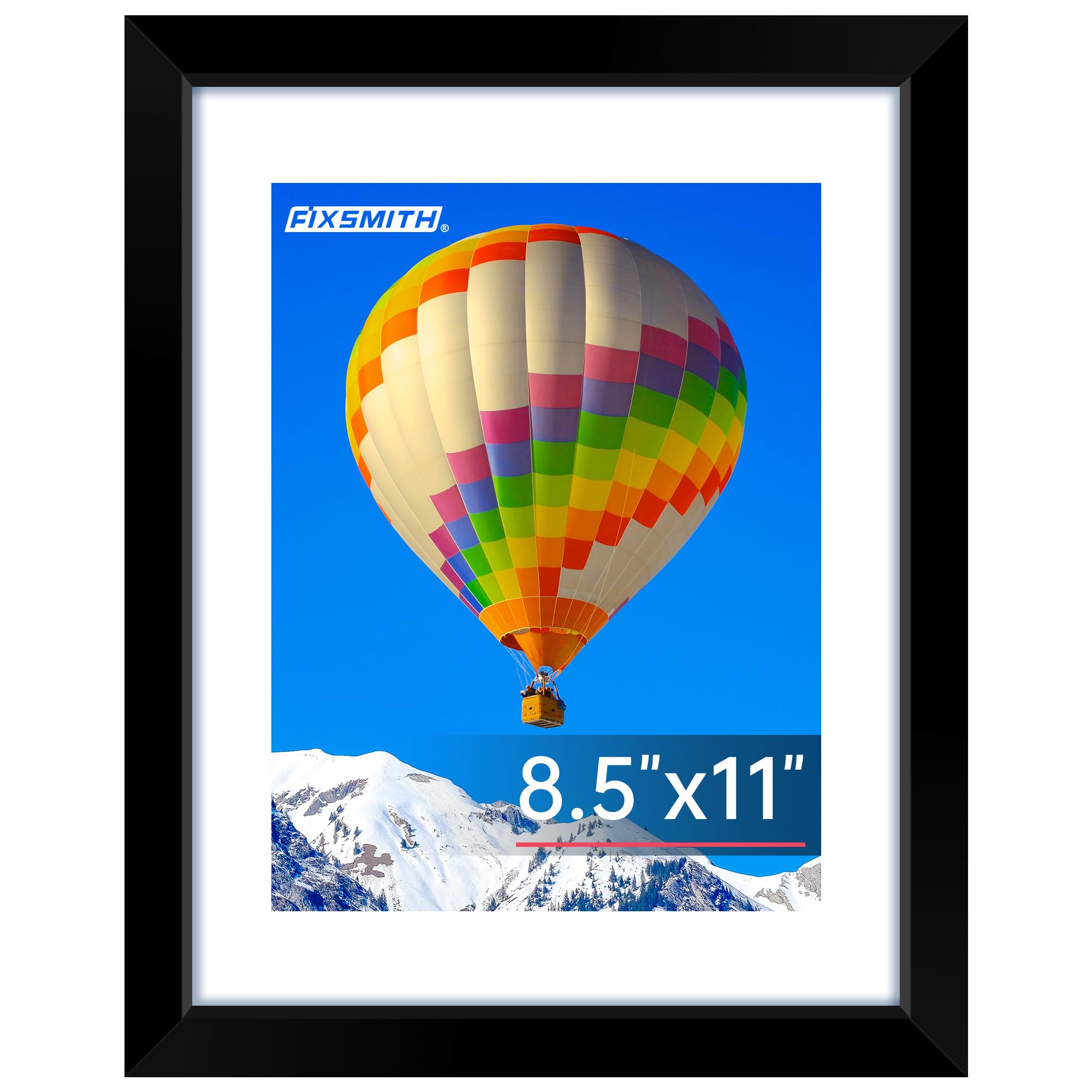 Photo 1 of FIXSMITH 8.5x11 Picture Frame, Black Photo Frame with HD Plexiglass, Display Pictures 6x8 with Mat or 8.5x11 Without Mat, Picture Frames Collage for Tabletop or Wall Display, 1 Pack