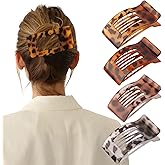 4 PCS Flat Hair Clips for Women, Lay Down Claw Clip Strong Hold Square Hair Accessories for Thick & Thin Hair, French Non-slip Hair Clips, Leopard Color 1