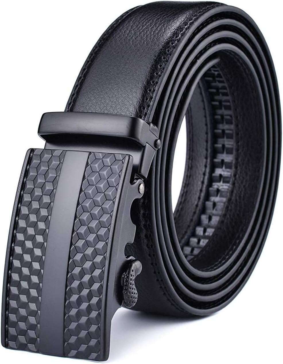 Men's Adjustable Leather Ratchet Belt Automatic Buckle