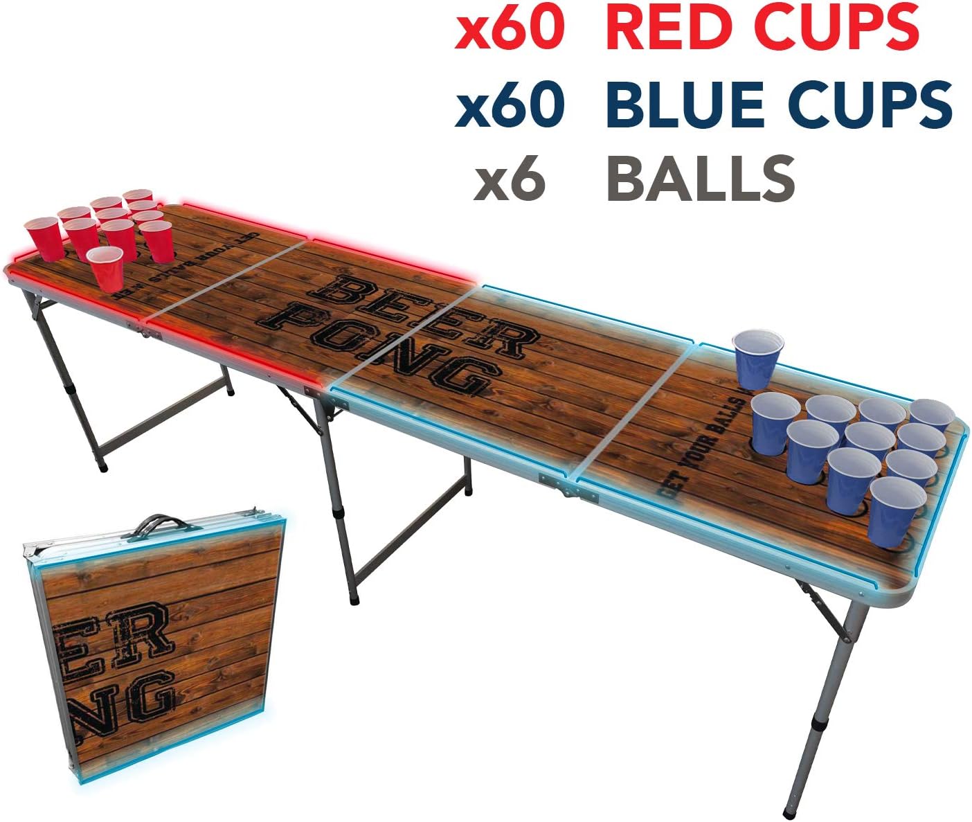 Official LED Light Beer Pong Full Set 1 Bright Beer Pong Table + 120