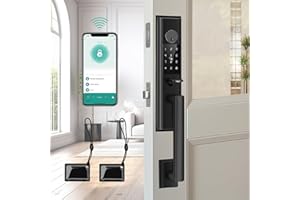 FEIKEER Smart Front Door Lock Set: Keyless Entry Door Lock, Digital Keypad Door Locks, Tuya APP Remote Control Unlock, Passcodes, IC Cards, Mechanical Keys, Matte Black