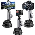 Suptig Universal Car Mount, Suction Cup Mount for Smartphones, GoPro, Action Cameras, DSLR, Windshield, Dashboard, Black