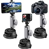 Suptig Suction Cup Mount, Car Camera Mount for Phone, Gopro, Canon, Nikon, Sony, Digital Cam, DJI Action 5 Pro, Insta360 X5/X4/X3, Insta360 Ace Pro, Suction Cup Camera Mount
