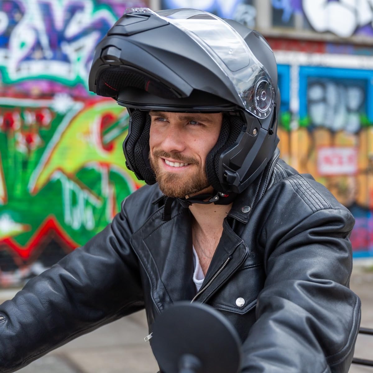 VINZ Santos Klapphelm mit Sonnenblende | ECE 22.06 & PINLOCK vorbereitet | Motorrad Helm Integralhelm | Motorradhelm Klappbar | In Gr. XS-XXL - Matt Schwarz 8