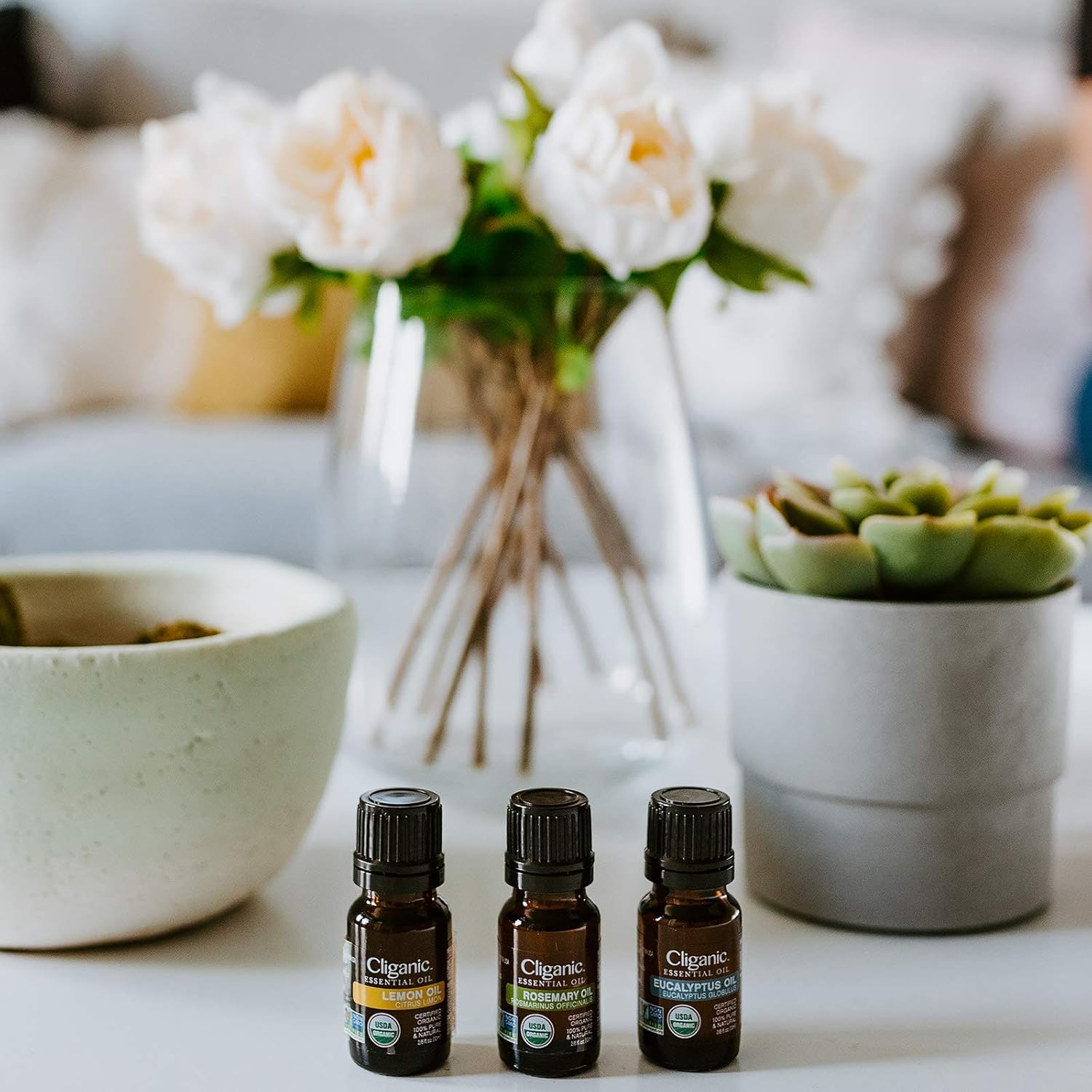 Cliganic USDA Organic Aromatherapy Essential Oils Set (Top 6), 100% Pure Natural - Peppermint, Lavender, Eucalyptus, Tea Tree, Lemongrass & Orange | Cliganic 90 Days Warranty: Beauty