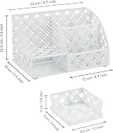 EXERZ Desk Organiser Mesh Desk Tidy Caddy 7 Compartments White view 2