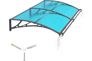 GGNEBAI Awning for Door Entrance with Drainage Sink,40x60 Inch Awnings for Doors,Window Canopy Exterior with Plastic Steel Bracket,Polycarbonate Cover,UV,Rain,Snow Protection for House,Porch,Patio,Deck