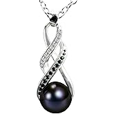 PEARLURA AAA+ 9mm Natural Black pearl necklace for women - Real pearl necklaces for women (18k gold platted 925 sterling Silver)