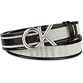Calvin Klein womens 1.25-inch Puffed Ck Logo Harness Leather Belt for Jeans & Dresses