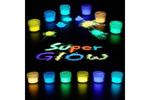 Rhea Arcas Glow in The Dark Powder, 180g Luminous mica Pigment Powder for Epoxy Resin, glo Fluorescent Dye for Art Painting, fine Art,DIY Crafts,Rocks,Slime and Theme Parties, Halloween 6 Color