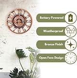 Garden Mile Bronze 30cm Waterproof Outdoor Wall Clock with Roman Numerals view 5