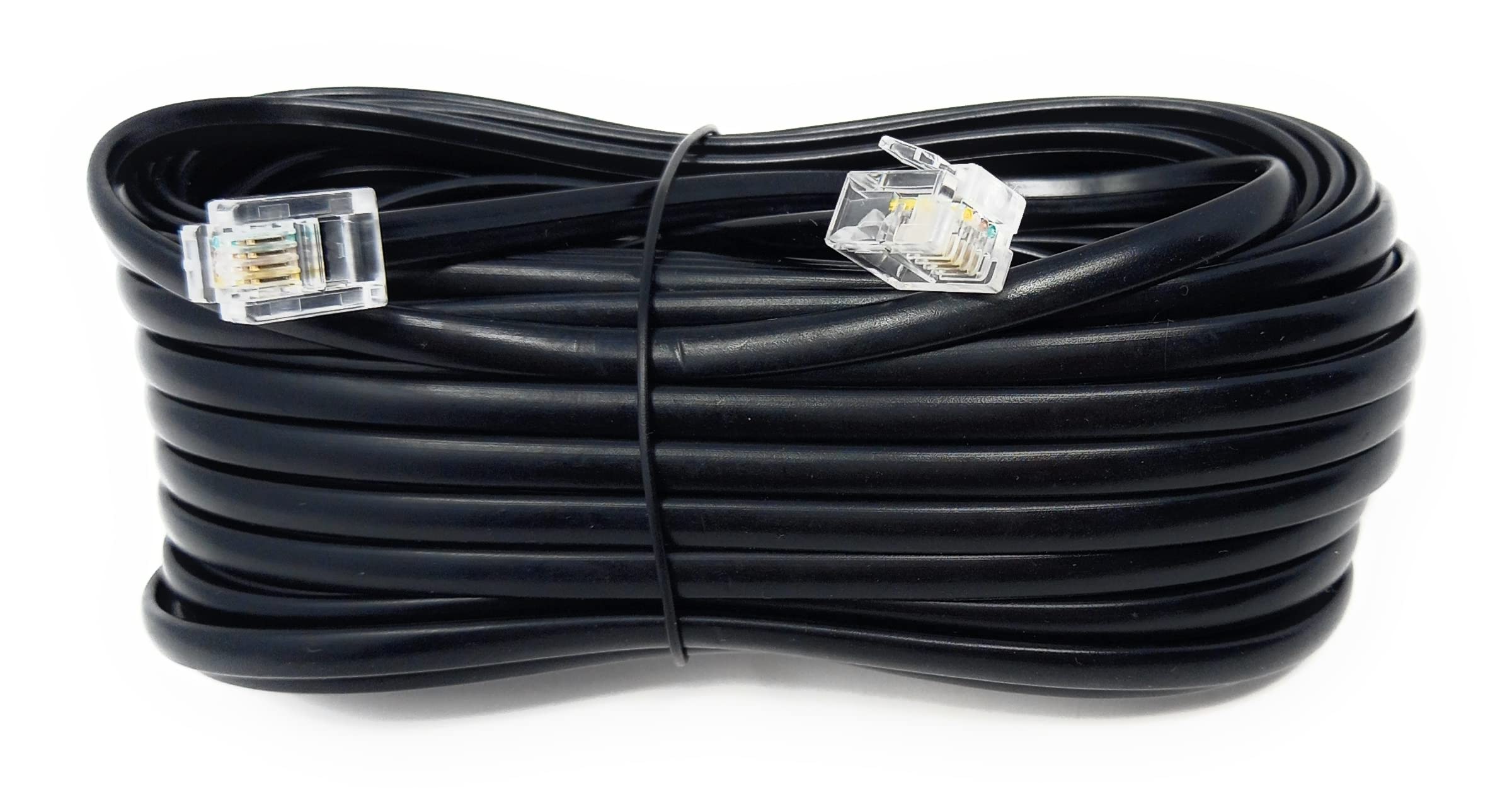 DRUT 10m RJ11 to RJ11 Telephone Landline Cable ADSL (6P4C) Flat Lead High Speed BT Internet Broadband Male to Male Router, Modem, Phone Extension Wire 33ft Black