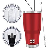 WETOWETO 30 oz Insulated Tumbler With 2 Lids and 2