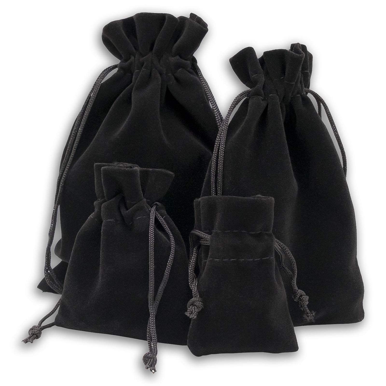 12-Pack 2X-Large Heavyweight Velvet Bags with Cord Drawstring (8x10, Black) for Tarot Dice Jewelry Crystals Pouches by TheDisplayGuys
