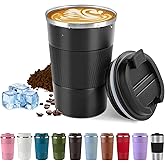 SPLMIFA Vacuum-Insulated Stainless Steel Travel Coffee Mug, Leak-Proof Reusable Coffee Cup with Lid - Keep Hot & Cold Drinks for Hours, Durable Insulated Tumbler for Men & Women(3rd-Black, 17OZ)