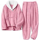 PEHMEA Girls Fuzzy Fleece Pants Sets 2 Piece Outfits Casual Pullover Sweatshirt Winter Warm Sweatsuit for Kids 5-14Y