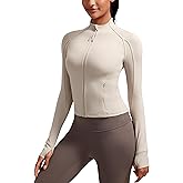 CRZ YOGA Butterluxe Waist Length Jackets for Women - Full Zip Athletic Track Tops with Thumb Holes Pockets
