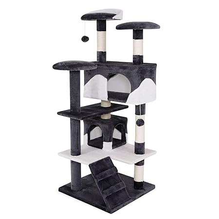 dibea KB003 Kratzbaum - Kletterbaum für Katzen (Höhe 130 cm)