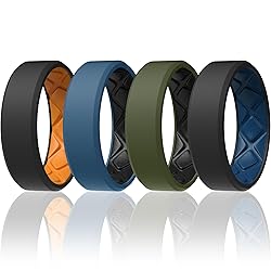 Egnaro Men's Silicone Rings, 7.5mm Wide 2.5mm Thick