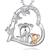 CELESTIA Sterling Silver Mom and Baby Elephant Necklaces for Women - 18 Inch Chain