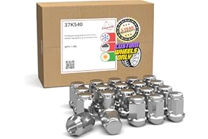 Wheel Accessories Parts 20 Pcs 7/16"-20 Thread Bulge Acorn 35mm 1.38" Long Lug Nuts Chrome 3/4" 19mm Hex Fits Many Classic Chevrolet, Buick, GMC, Pontiac Vehicles