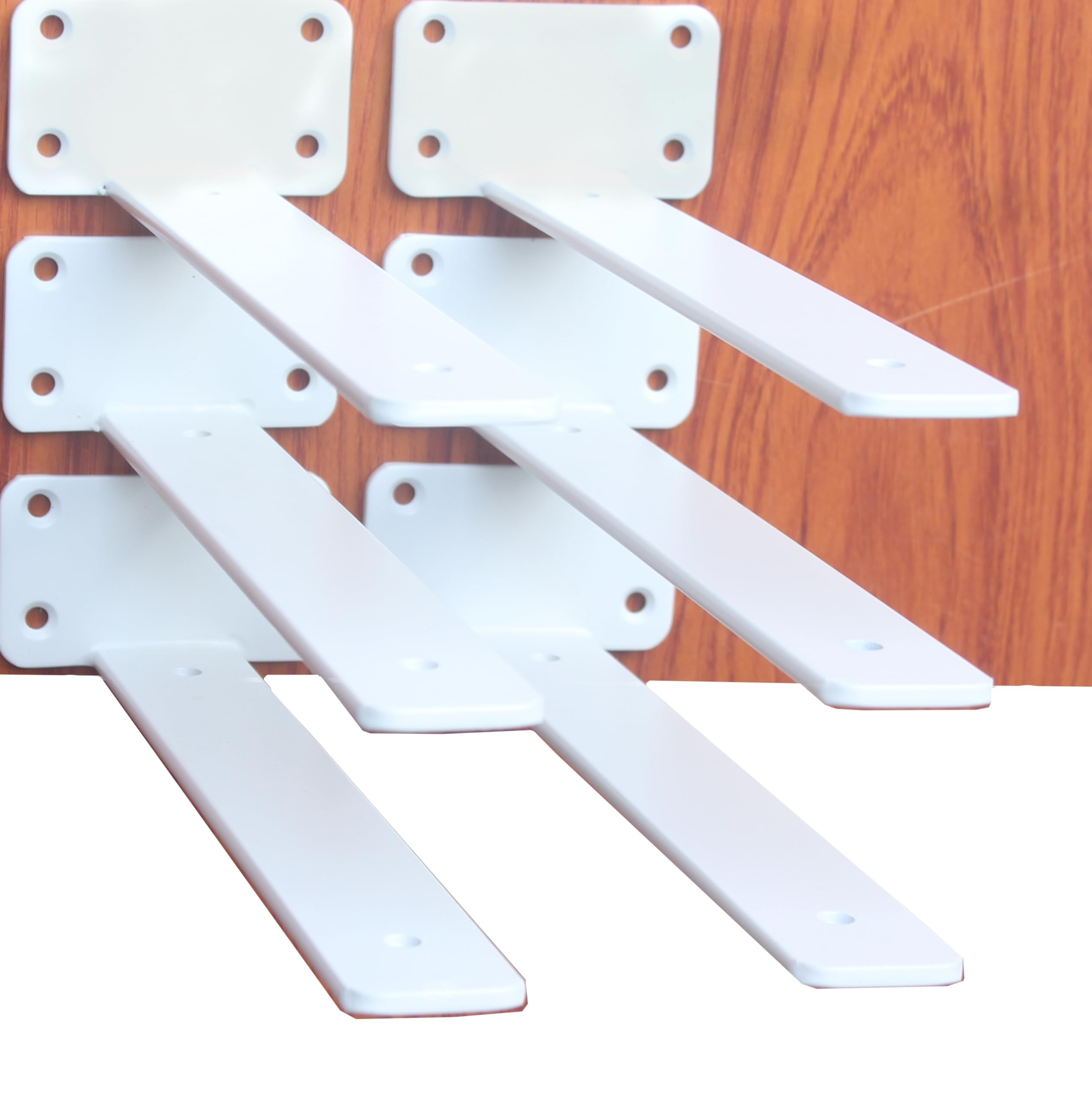 Photo 1 of 6 Pack - 14 inch White Hidden L Shelf Bracket (1/5 Inch Thicked) Iron Floating Shelf Brackets Rustic Industrial Metal Brackets for Shelf Support