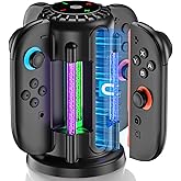 Switch-2-Joycon-Charger - Charging Dock for 2025 Nintendo Switch 2 JoyCon Controllers, Magnetic & Bubble LED Light, Fast Charging Station for Nintendo Switch2 Joy-con 2 Controllers Accessories, Black