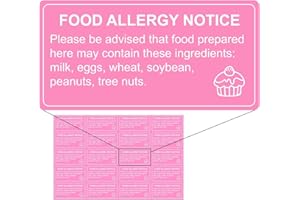 Hepertise 1000 pcs Food Allergy Stickers, 1x2 Inch Food Labels for Food, Bakery, Cookie, Kitchen