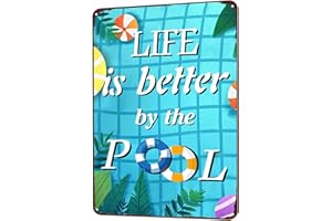 JACEVOO Life Is Better By The Pool Metal Tin Signs Vintage Wall Decoration Home Backyard Patio Decor Swimming Pool Sign 12x8 Inch
