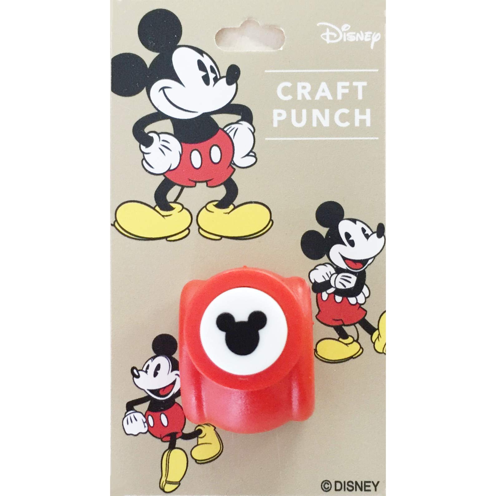 Photo 1 of Hanaoka Disney Mickey Mouse Craft Punch (Red, Zinc Alloy, ABS Handle, Cartoon Style, Japan Import)