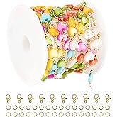 UMAOKANG 2 Yard Colorful Shell Heart Chains Bulk Gold Plated Stainless Steel Chain for Jewelry Making Delicate Paperclip Link Chain