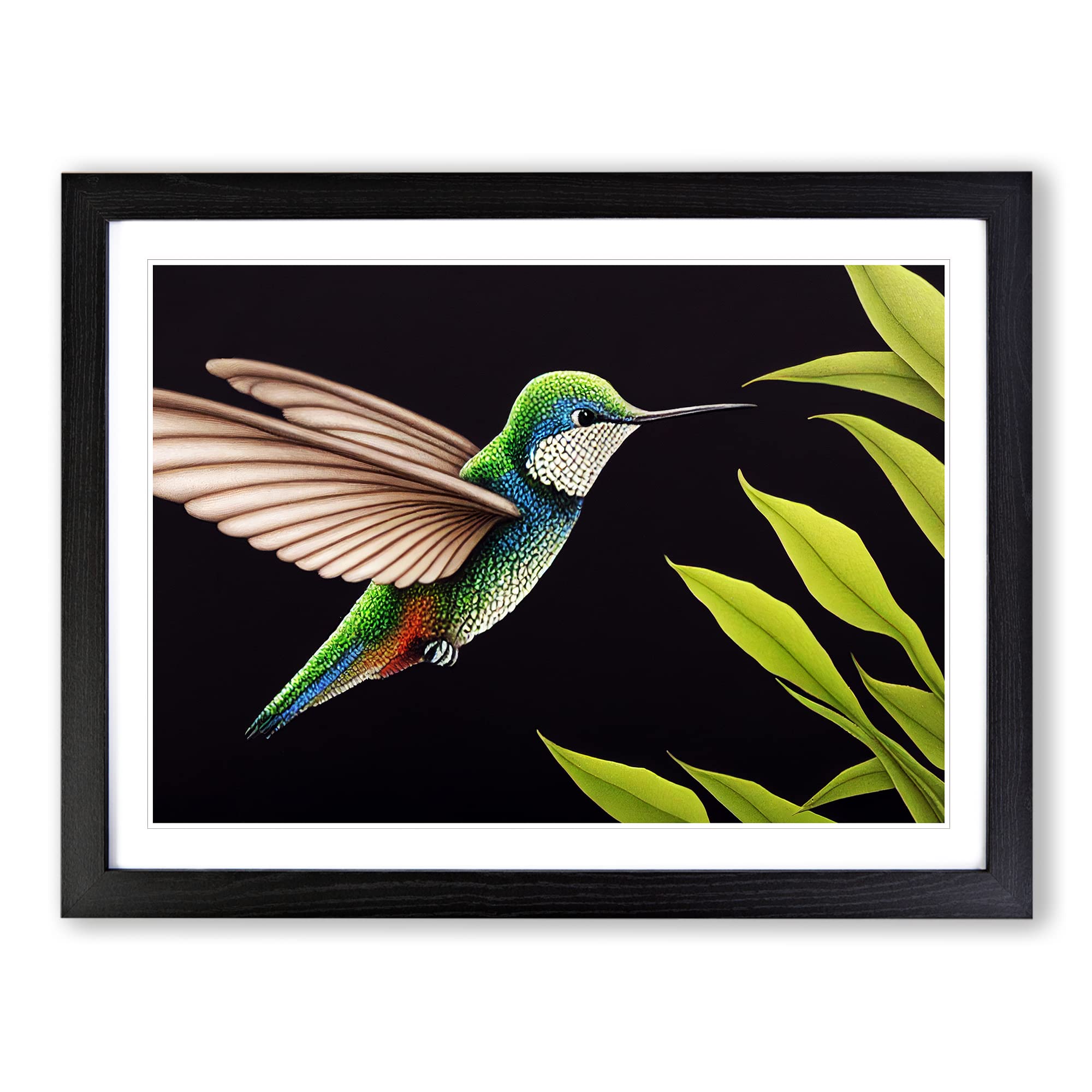 Beguiling Hummingbird Framed Print | A3 Black Framed Wall Art | Ready to Hang | Modern Nature Picture | Living Room Bedroom Lounge Office
