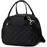 BTOOP Lunch Box for Women Men Insulated Lunch Bag Quilted Lunchbox Cute Adult Lunch Tote with Adjustable Shoulder Strap Reusable Lunch Bags Water Resistant for Travel Work Picnic (Black)