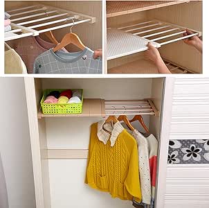 Organizadores de armario ajustable de HyFanStr, plástico, Blanco, 24CM