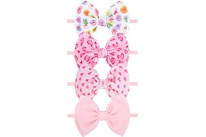 YanJie Hairband - Handmade Hair Bows for Baby Girls Newborn Infant Toddlers Kids (4.5bow Va 4pcs, Valentine's Day, Nylon, Polyester, One Size fits all, 4 Count Pack)