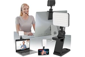 ALTSON LED Streaming Light with Stand for Computer Laptop, 2 in 1 Monitor Mount & Table Stand, Rechargeable 2200mAh, 2500K-6500K, 3 Light Modes for Streaming, Video Conferencing, Zoom Meeting - PC/Mac