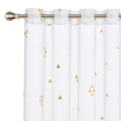 Amazon Com Deconovo Grommet Design White Sheer Curtains Gold