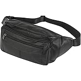 ZZNICK Genuine Leather Fanny Pack/Waist Bag/Organizer with Adjustable Belt, Multiple Pockets For Men and Women