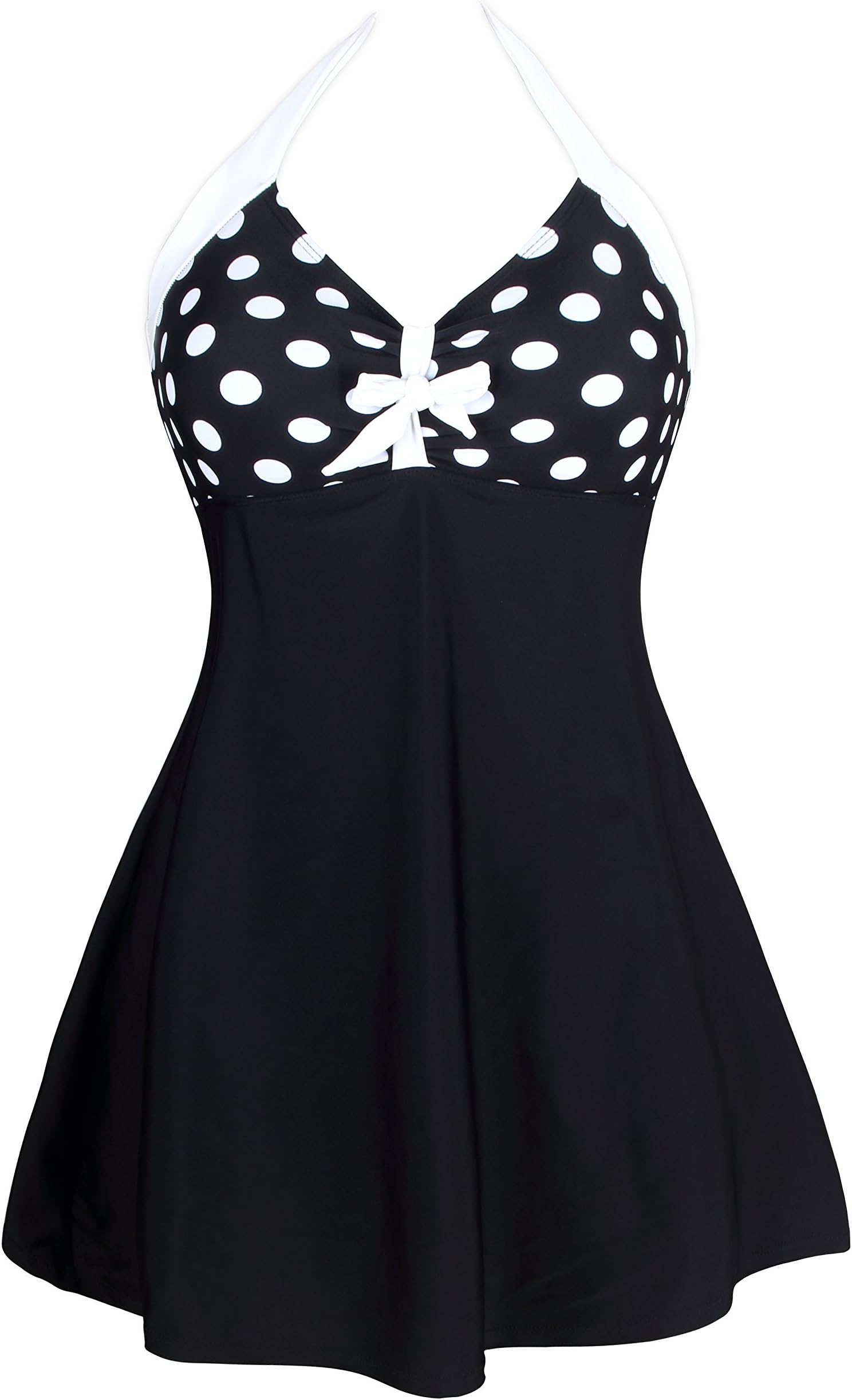 LOVEOURS Ladies Retro One Piece Push Up Swimming Costume Dress Beachwear Plus Size Halterneck Swimwear(S-XXXL)