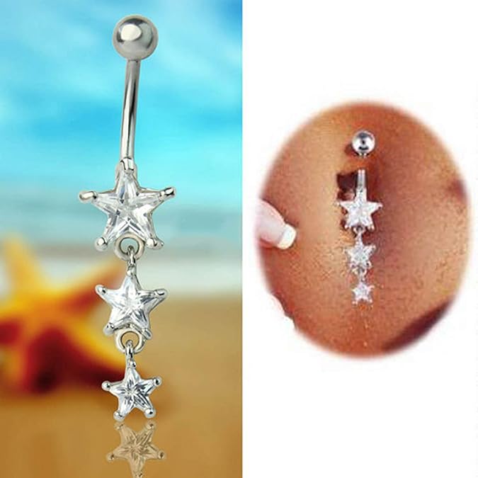 Belly Button Rings Tongue Rings Barbells Belly Piercing,Beautiful Eyecatching Rhinestone