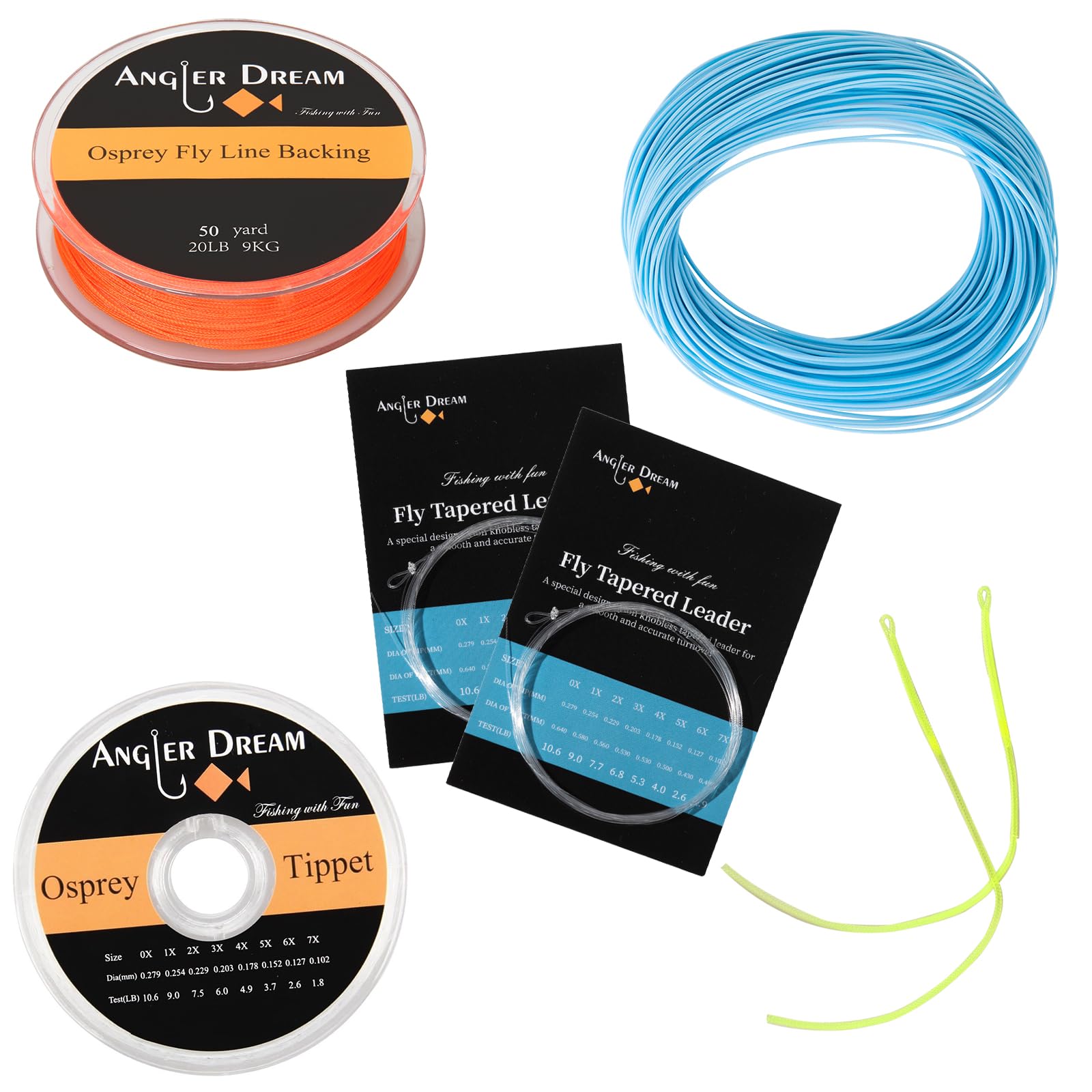 Blue WF Fly Fishing Line Kit 9WT Fly Fishing Line Leader Braided Backing Fish Line
