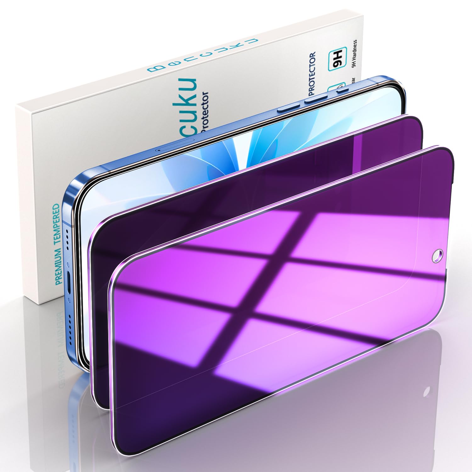 Bencuku (2 Pack) Privacy Screen Protector for iPhone 17 6.3 Inch Anti Spy Private Tempered Glass, Briliant Gradient Purple, Anti Blue Light HD Full Coverage